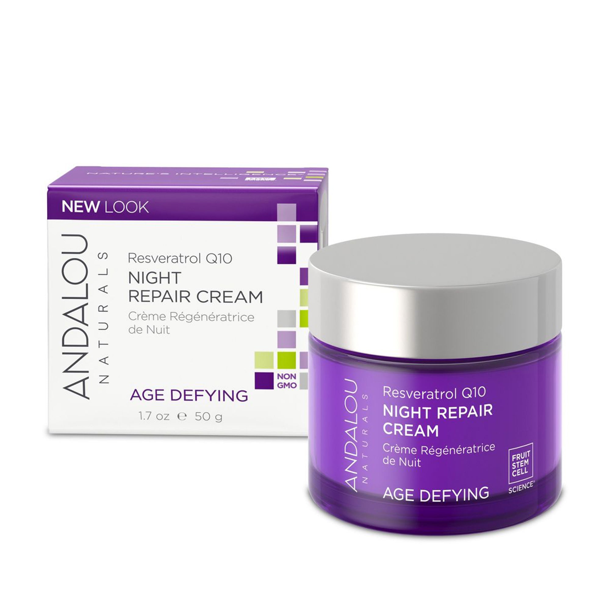 Andalou Naturals Resveratrol Q10 Night Repair Cream, 1.7 Oz