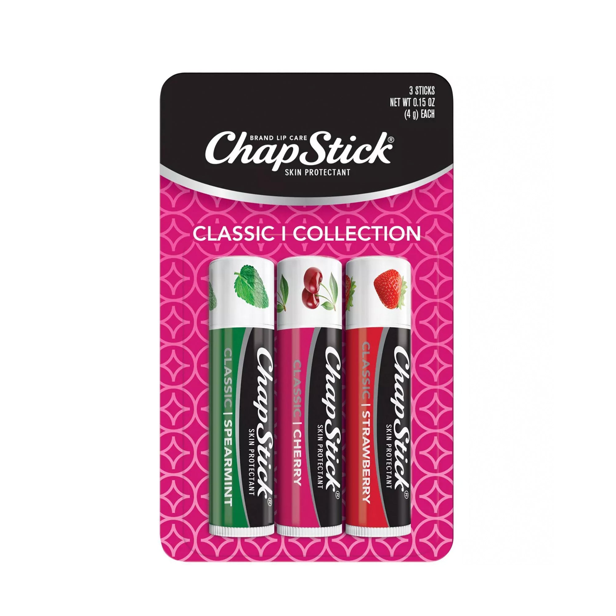 Chapstick Classic Variety Pack Lip Balm Cherry, Strawberry, & Spearmint 3ct/0.45 oz ea.