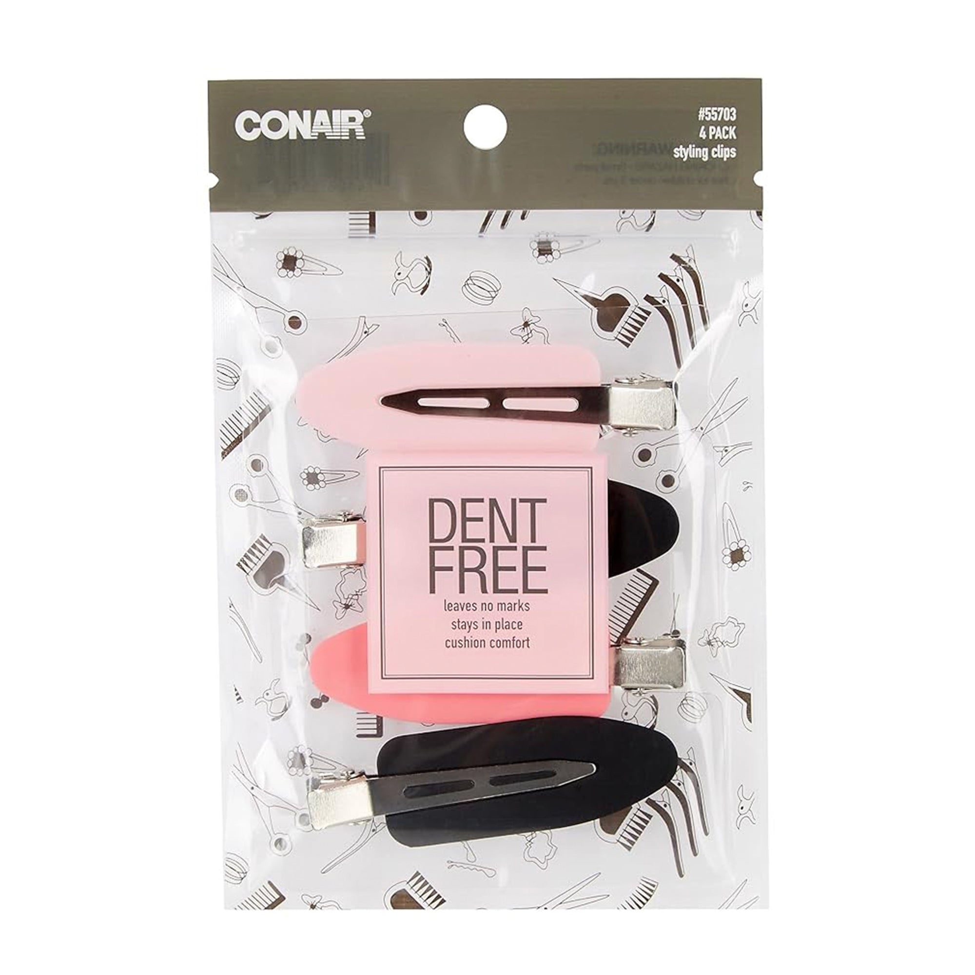 Conair Dent Free Hair Styling Clips, 4 Pieces