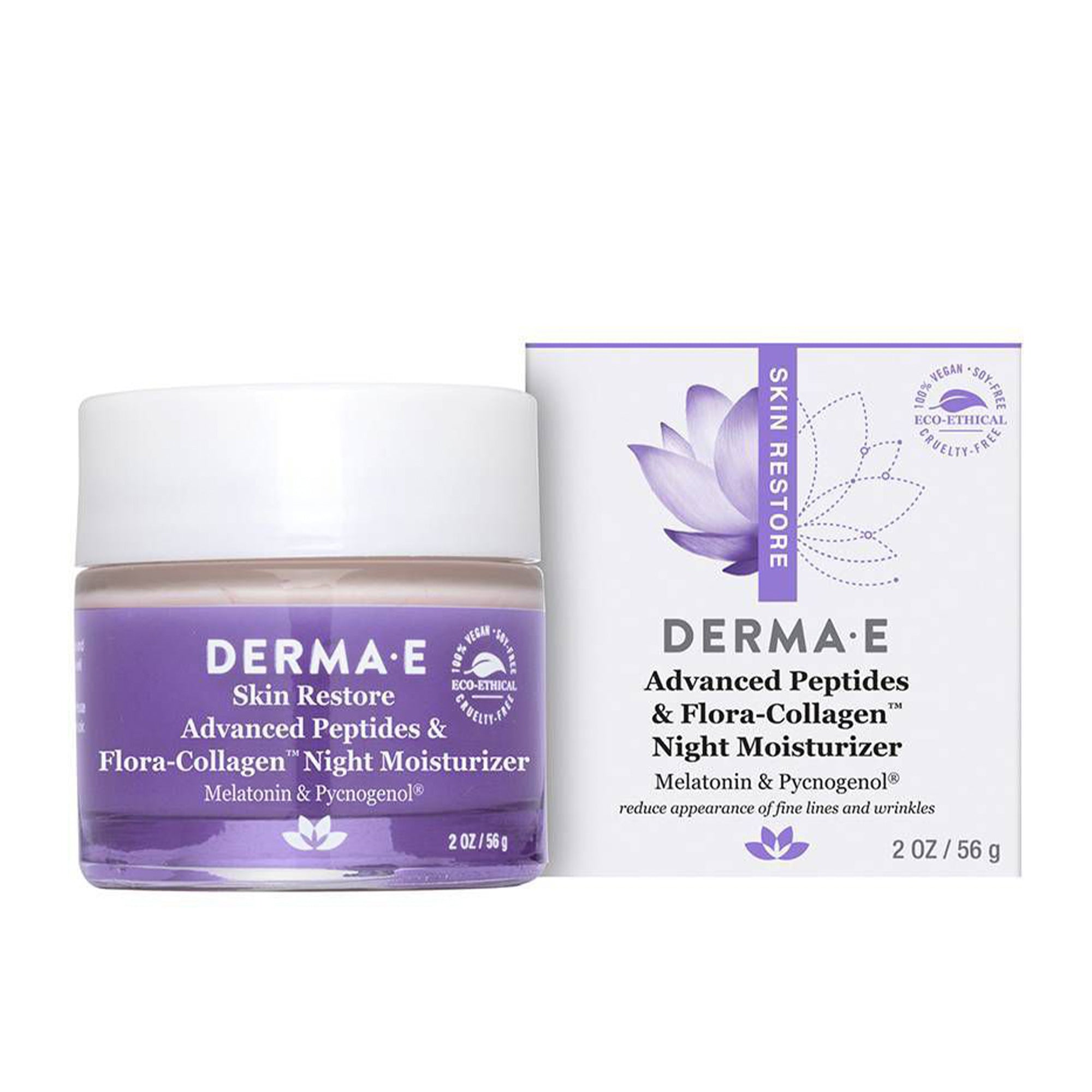 Derma e Advanced Peptides &amp; Collagen Night Face Hidratante, 2oz 