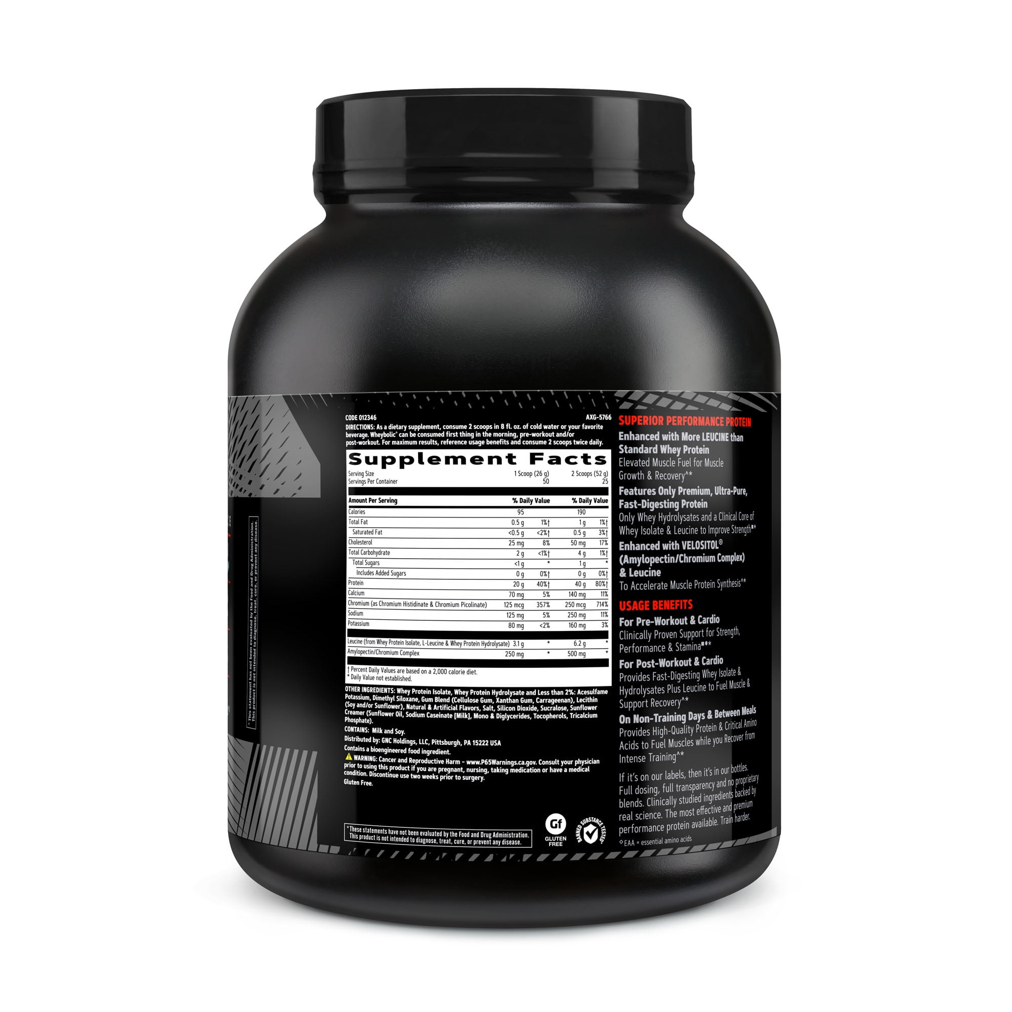 GNC AMP Wheybolic Protein Powder for Muscle Building and Workout Support Formula Pure Whey Protein Powder Isolate with BCAA Gluten Free Classic Vanilla, 25 Servings