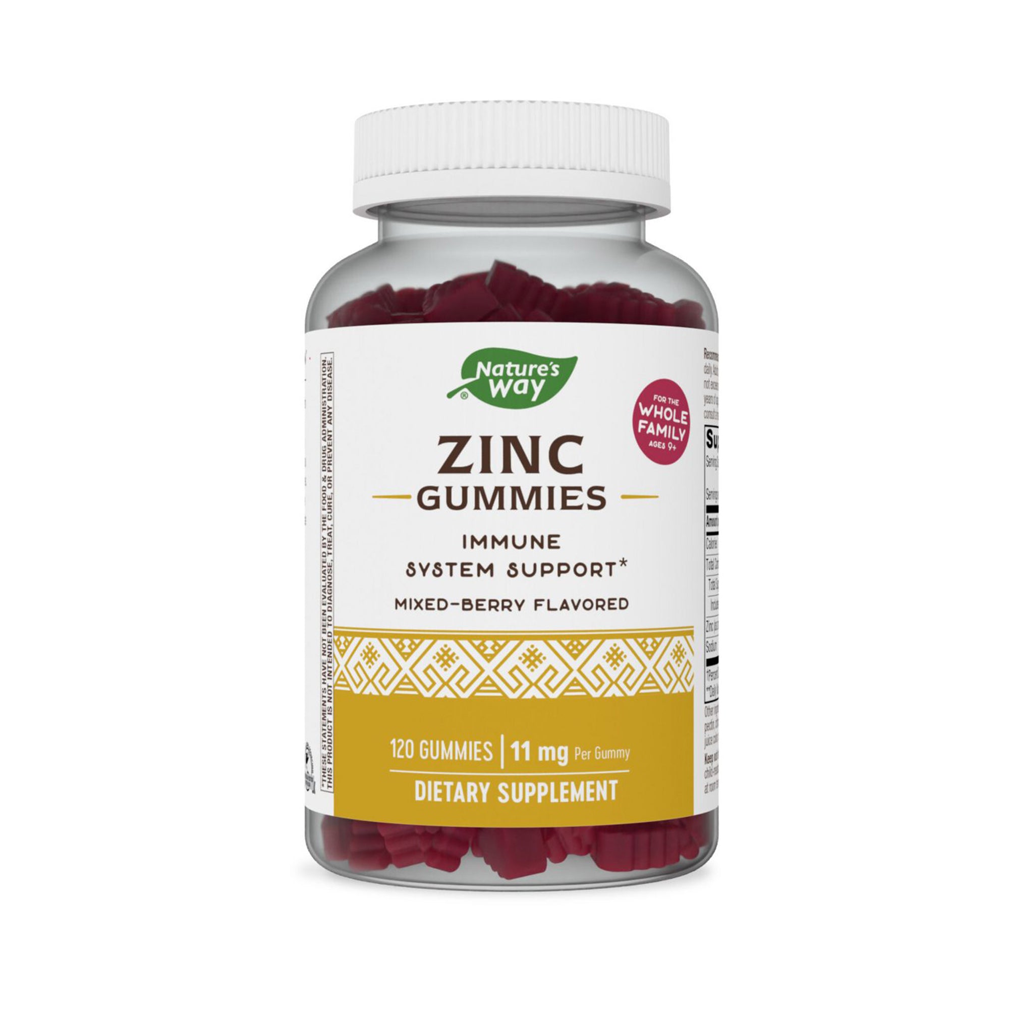 Nature's Way Zinc Dietary Supplement Gummies Mixed Berry Flavored 120 Count