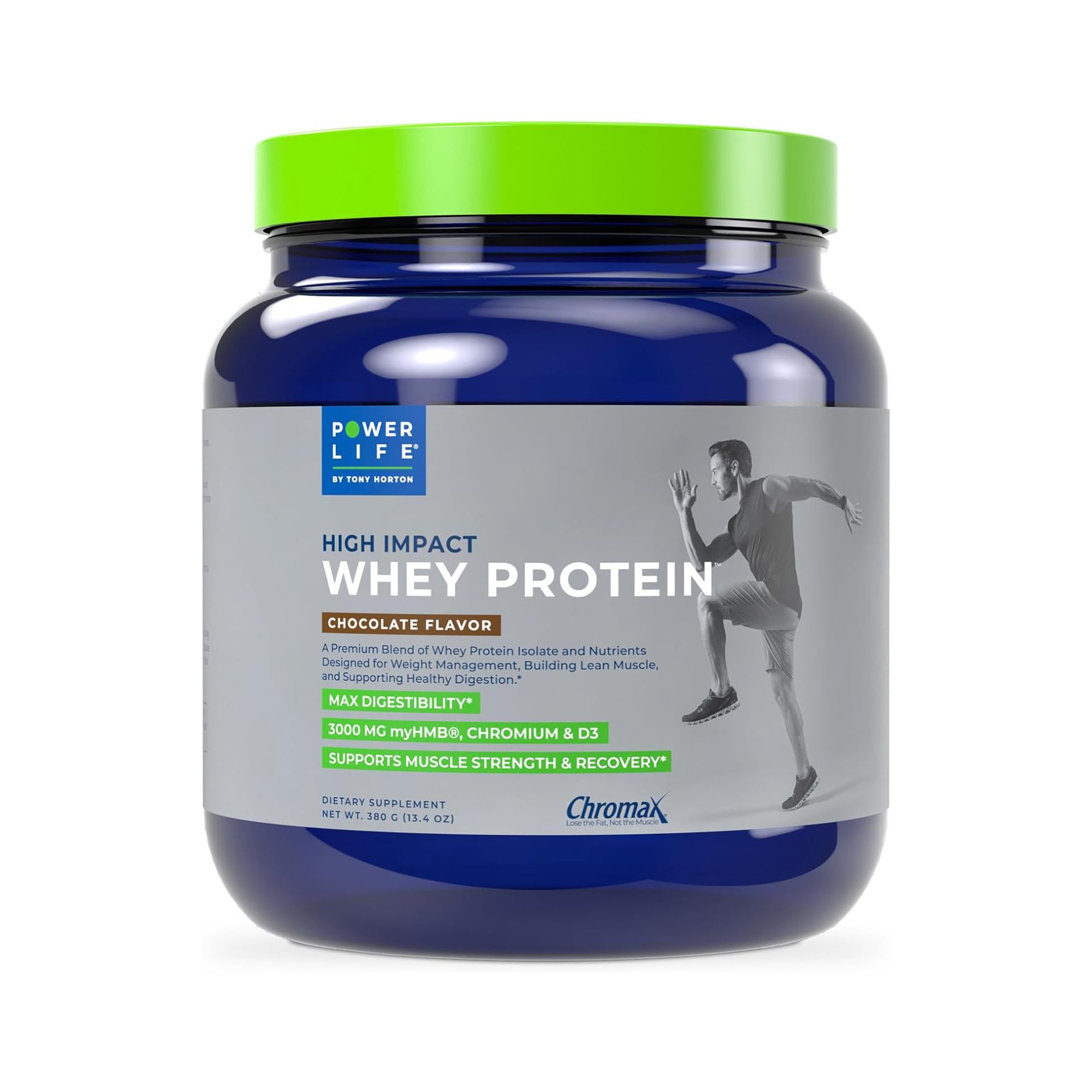 POWERLIFE Tony Horton High Impact Grass Fed Whey Protein with 3000 MG of HMB, No Sugar Added, Non-GMO, Hormone and Antibiotic Free, 15 Servings