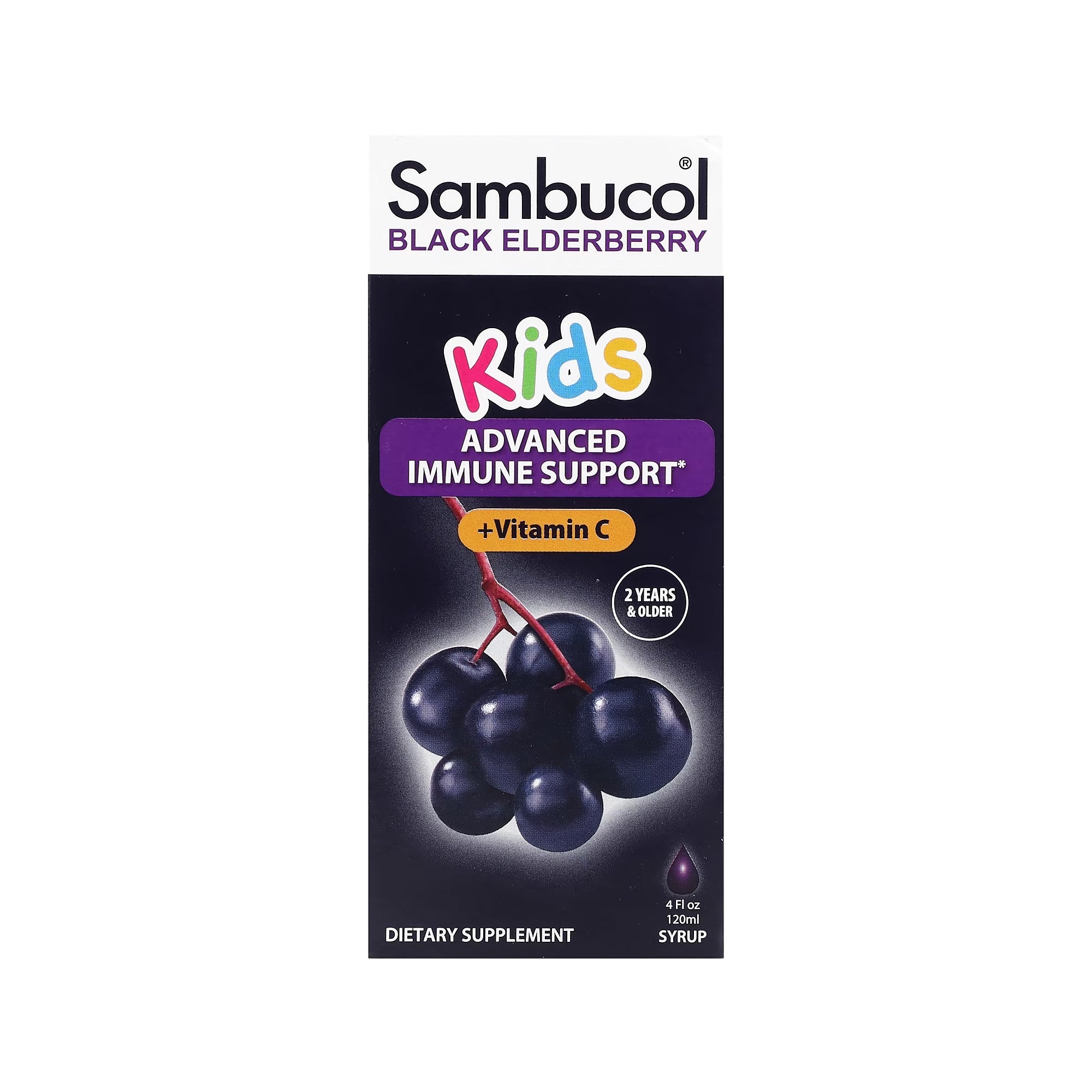 Sambucol Kids Black Elderberry Advanced Immune Support + Vitamin C, 4 fl oz