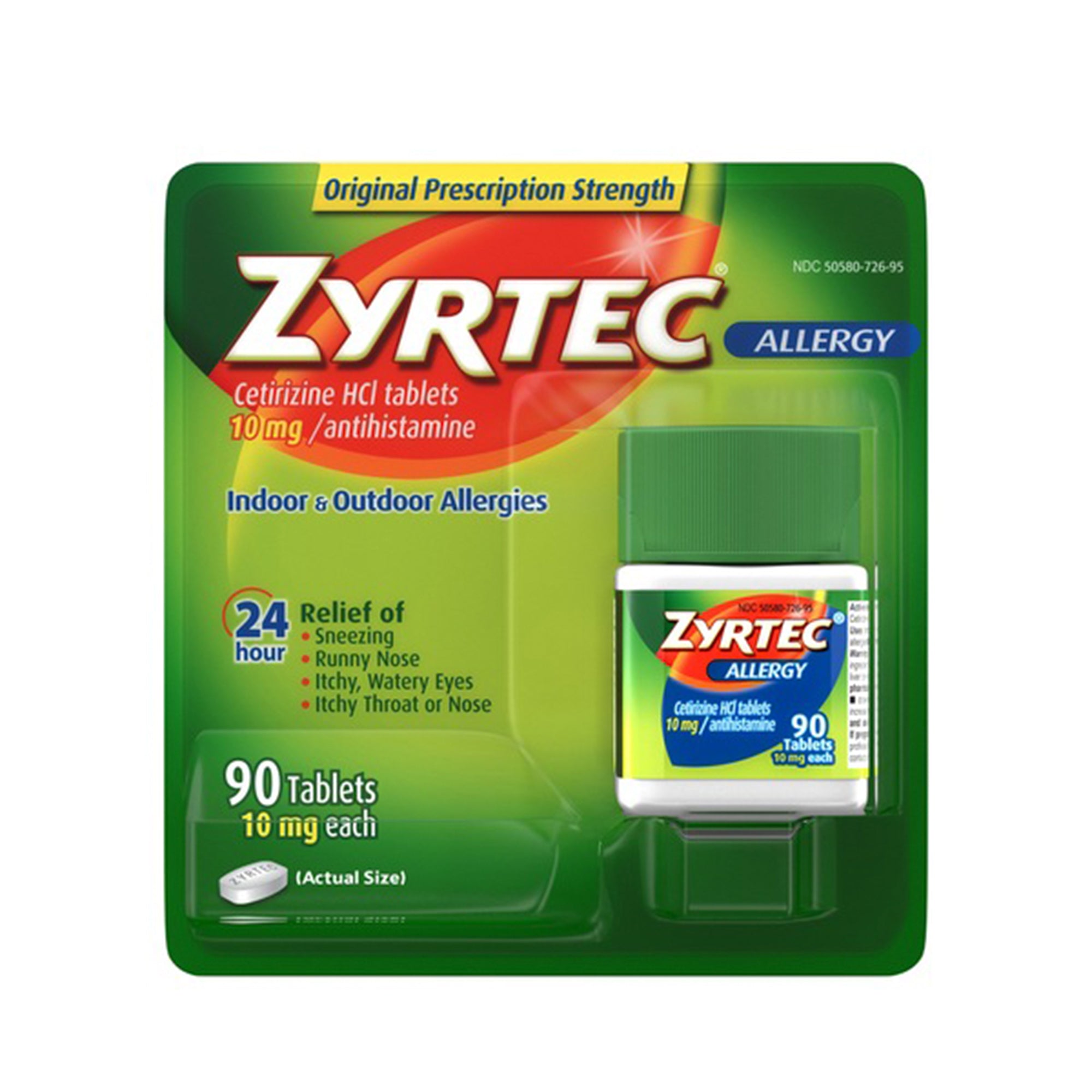 Zyrtec 24HR Allergy Relief Tablets 10mg Cetirizine HCl, 90 Tables