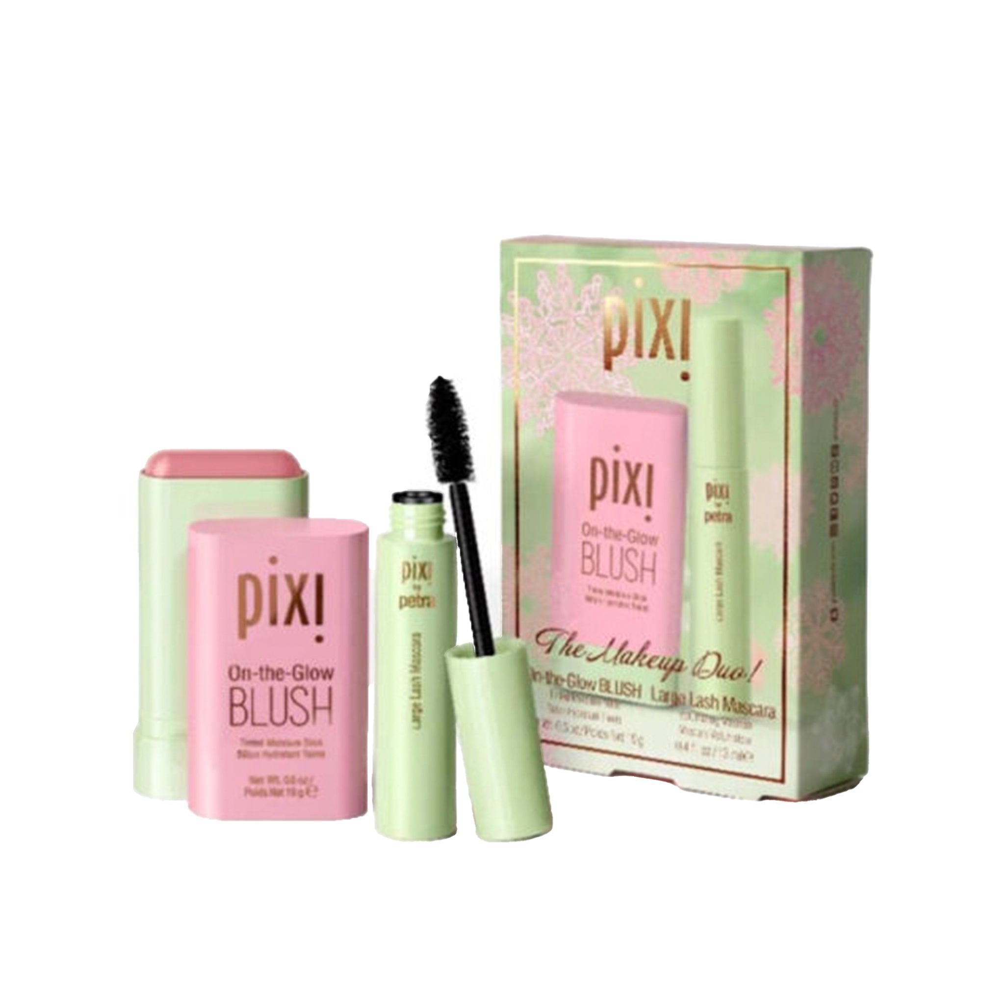 Pixi The Makeup Duo, On-the-Glow Light Pink Blush & Bold Black Large Lash Mascara